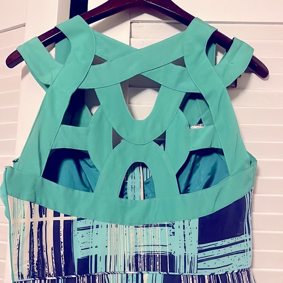 Tracy Reese aqua and navy dress size 8 - Picture 5 of 6